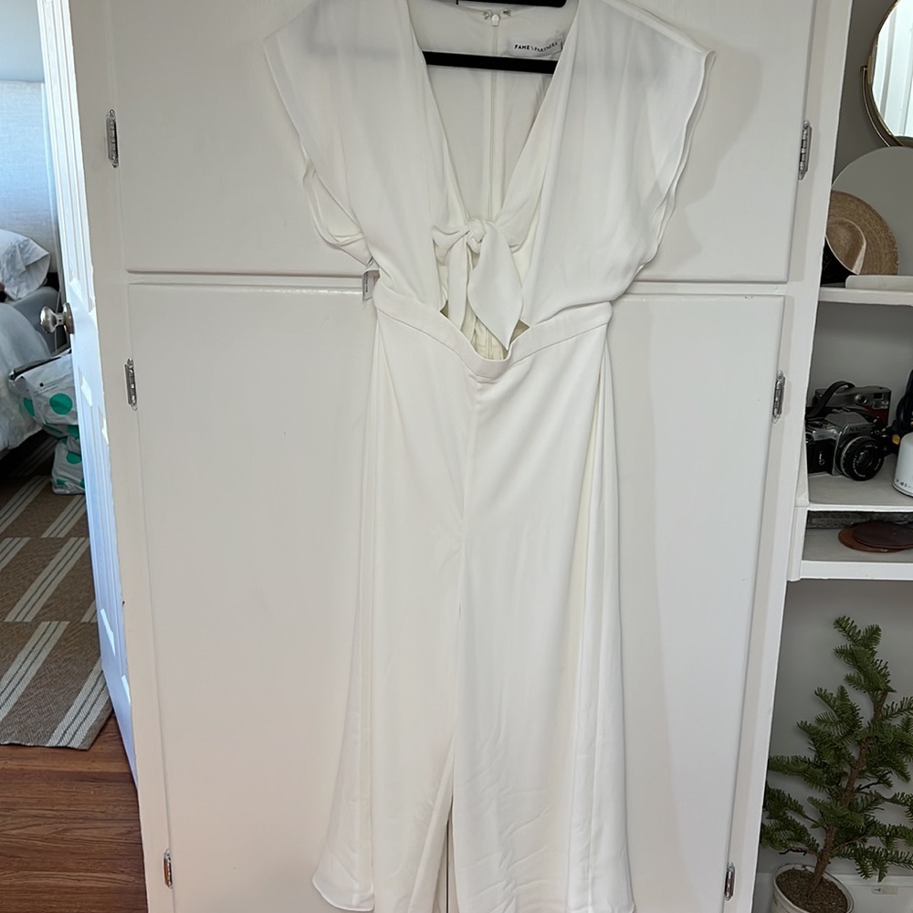 Fame & Partners Flutter Sleeve Jumpsuit in White